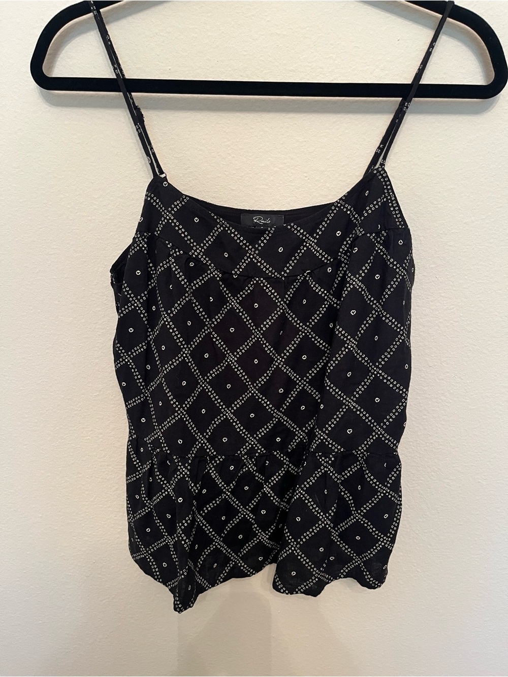 Rails Black Diamond-Pattern Spaghetti Strap Cami